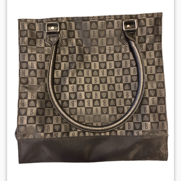 Princess Marcella BORGHESE Black Tote Handbag Leather Handles Snap Closure - Picture 2 of 4